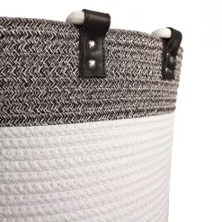 Lot de 4 paniers rond en corde de coton marron et blanc - COTON