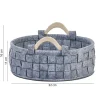 Lot de 2 paniers ronds 32 cm en feutre gris et anses bois - JUAN 9787