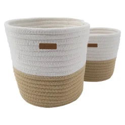 Lot de 2 panières de rangement pour bébé (18x16 cm - Naturel)