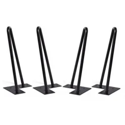 Lot de 4 pieds de meuble H.25 cm x L.12 cm filaire en métal noir mat