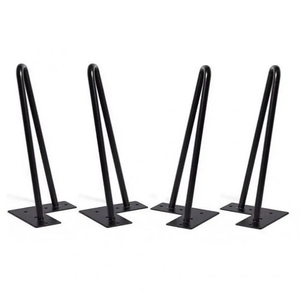 Lot de 4 pieds de meuble H.25 cm x L.12 cm filaire en métal noir mat