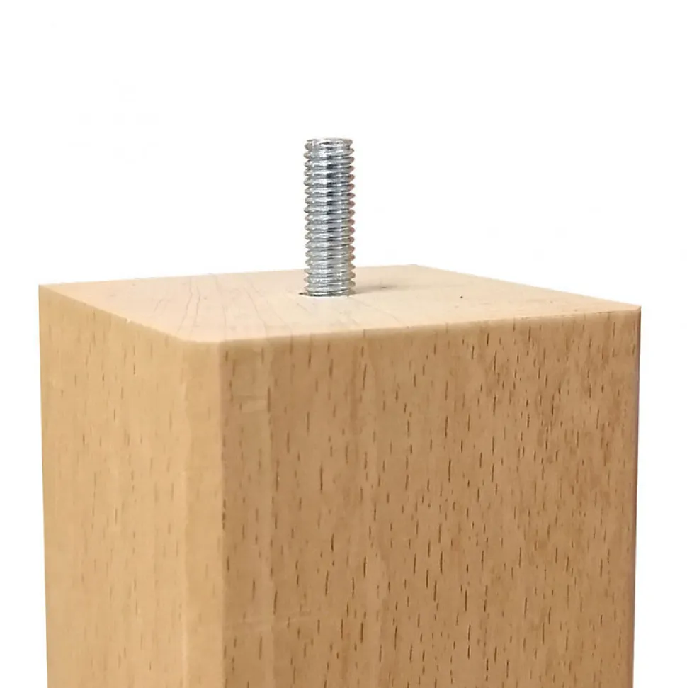 Lot de 4 pieds de meuble 15x7 carré en bois de hêtre - PIEDS DE LIT