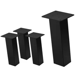 Lot de 4 pieds de table ML-Design H30 cm noir brillant inclinés 96 degrés en acier profil 8x8 cm design I