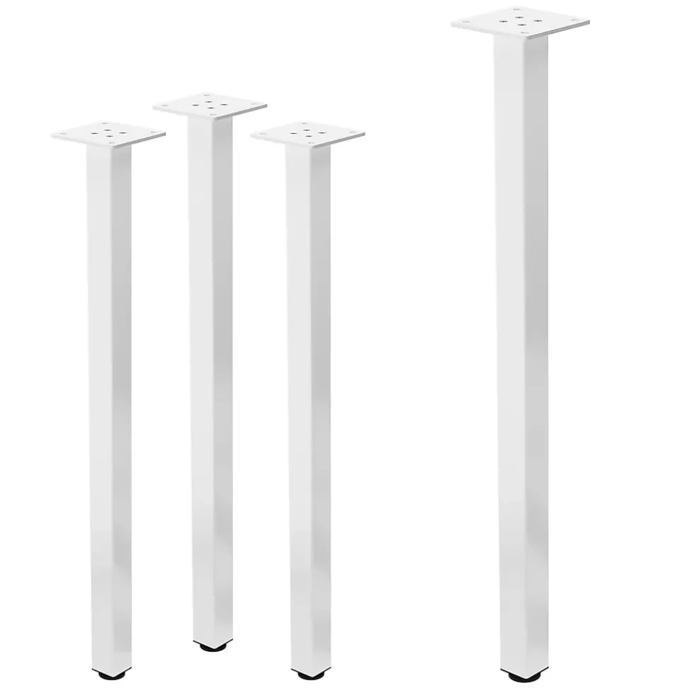 Lot de 4 pieds de table ML-Design H72 cm blanc brillant en acier profil carré 4x4 cm I-design