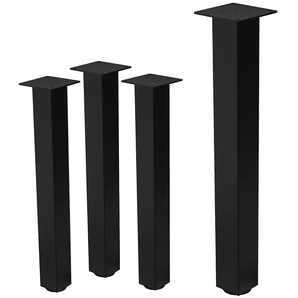 Lot de 4 pieds de table ML-Design H72 cm noir brillant en acier profil carré 8x8 cm I-design