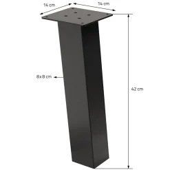 Lot de 4 pieds de table ML-Design H42 cm gris foncé inclinés en acier profil 8x8 cm design I