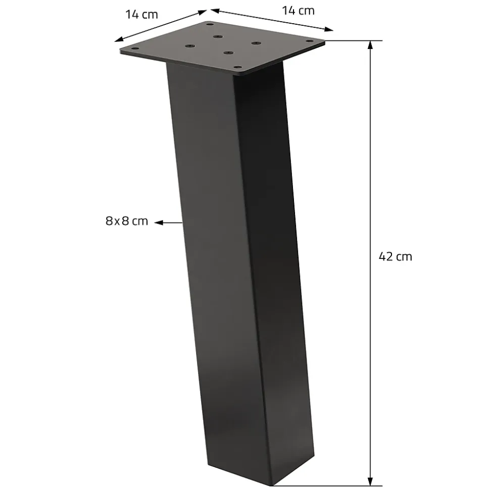 Lot de 4 pieds de table ML-Design H42 cm gris foncé inclinés en acier profil 8x8 cm design I