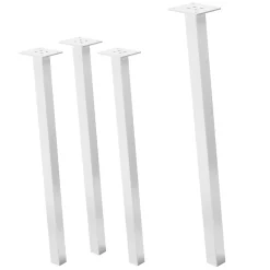 Lot de 4 pieds de table ML-Design H72 cm blanc brillant inclinés en acier profil 4x4 cm design I