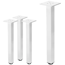 Lot de 4 pieds de table ML-Design H42 cm blanc brillant en acier profil carré 4x4 cm I-design