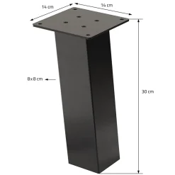 Lot de 4 pieds de table ML-Design H30 cm gris foncé inclinés 96 degrés en acier profil 8x8 cm design I