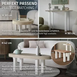 Lot de 4 pieds de table ML-Design H72 cm blanc brillant en acier profil carré 8x8 cm I-design