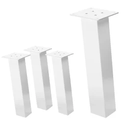 Lot de 4 pieds de table ML-Design H42 cm blanc brillant inclinés en acier profil 8x8 cm design I