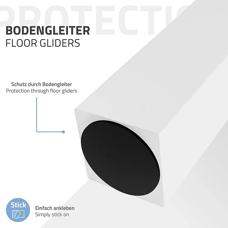 Lot de 4 pieds de table ML-Design H42 cm blanc brillant inclinés en acier profil 8x8 cm design I