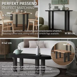 Lot de 4 pieds de table ML-Design H30 cm gris foncé en acier industriel profil carré 8x8 cm I-design