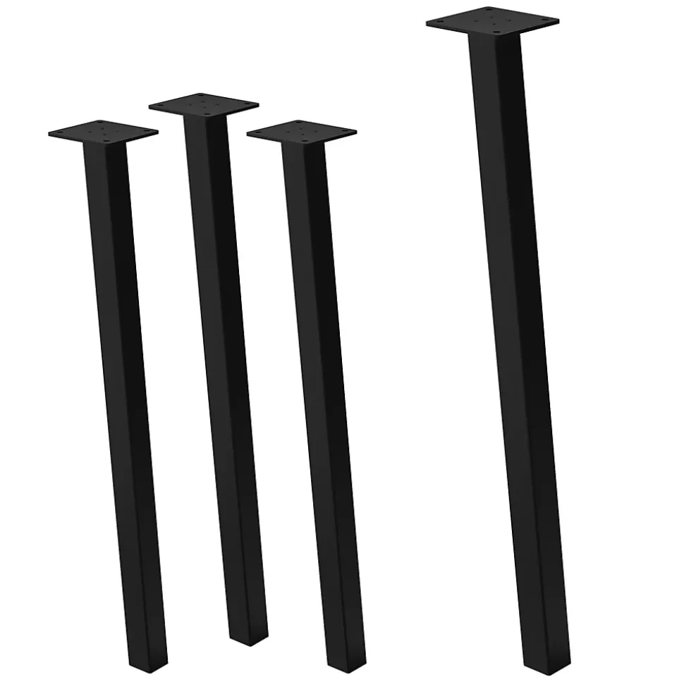 Lot de 4 pieds de table ML-Design H72 cm noir brillant inclinés en acier profil 4x4 cm design I