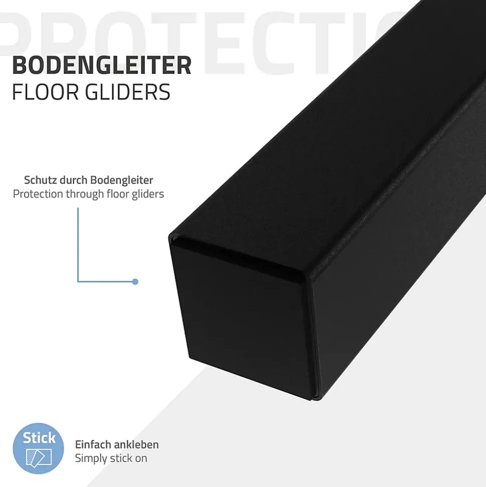 Lot de 4 pieds de table ML-Design H72 cm noir brillant inclinés en acier profil 4x4 cm design I
