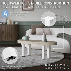 Lot de 4 pieds de table ML-Design H42 cm blanc brillant en acier profil carré 8x8 cm I-design