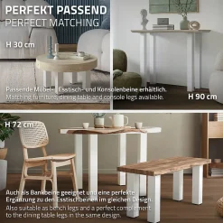 Lot de 4 pieds de table ML-Design H42 cm blanc brillant en acier profil carré 8x8 cm I-design