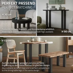 Lot de 4 pieds de table ML-Design H42 cm gris foncé en acier industriel profil carré 8x8 cm I-design