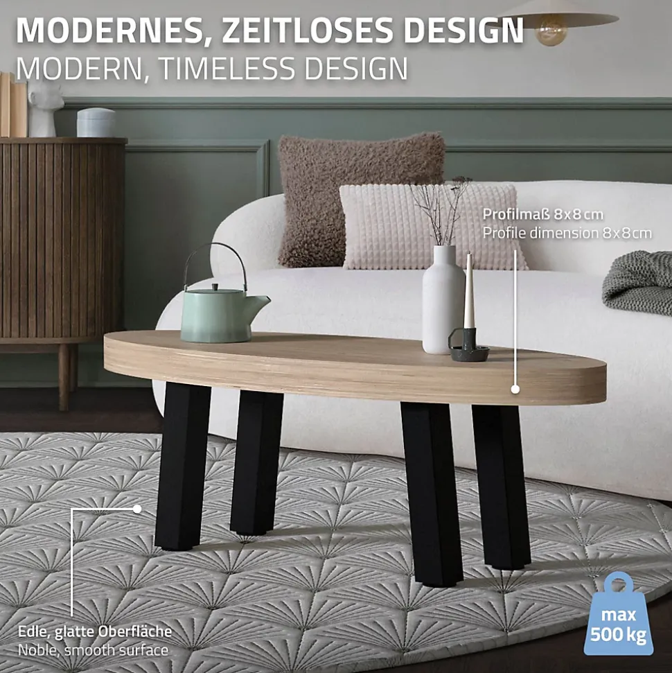 Lot de 4 pieds de table ML-Design H42 cm noir brillant inclinés en acier profil 8x8 cm design I