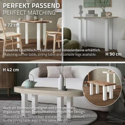 Lot de 4 pieds de table ML-Design H30 cm blanc brillant en acier profil carré 8x8 cm I-design