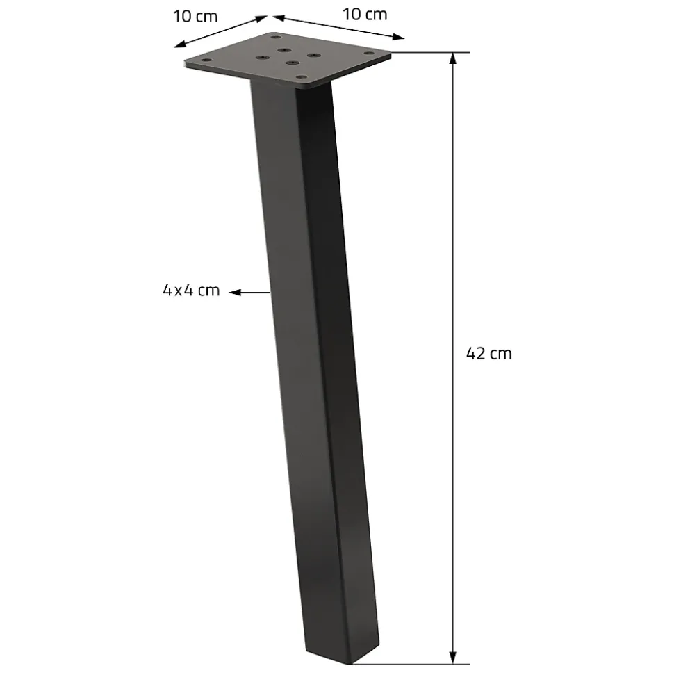 Lot de 4 pieds de table ML-Design H42 cm gris foncé inclinés en acier profil 4x4 cm design I