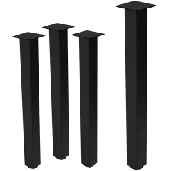 Lot de 4 pieds de table ML-Design H90 cm noir brillant en acier profil carré 8x8 cm I-design