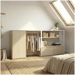 Lot de 2 portants vêtements KADRA sous combles avec caisson 200x85cm