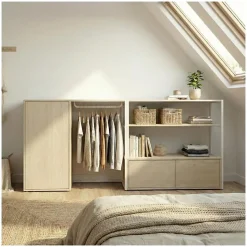 Lot de 2 portants vêtements KADRA sous combles avec caisson 200x85cm