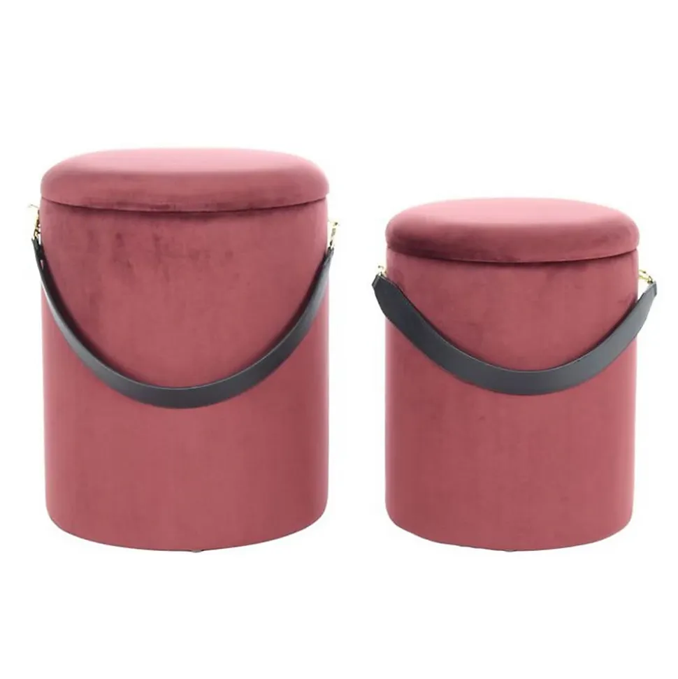 Lot de 2 Poufs & Coffres de Rangement "Arabella" 44cm Rouge