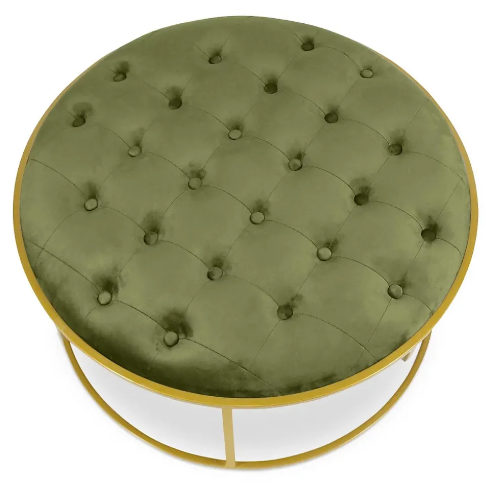 Lot de 2 Poufs Design en Velours "Valona" 75cm Kaki