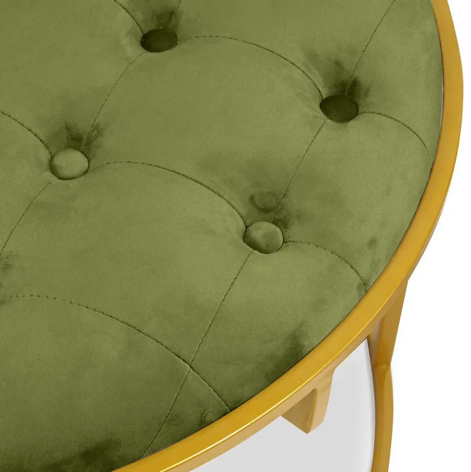Lot de 2 Poufs Design en Velours "Valona" 75cm Kaki