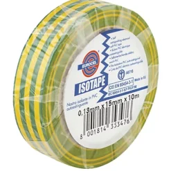 Lot de 10 rubans adhésifs ISOTAPE électricien vert/jaune - EUROCEL - 0150S0148