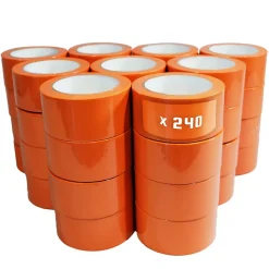 Lot de 240 Rubans adhésifs PVC orange bâtiment 75 mm x 33 m - Rouleau adhésif TECPLAST
