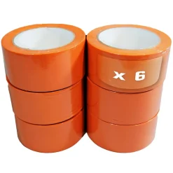 Lot de 6 Rubans adhésifs PVC orange bâtiment 75 mm x 33 m - Rouleau adhésif TECPLAST
