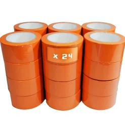 Lot de 24 Rubans adhésifs PVC orange bâtiment 75 mm x 33 m - Rouleau adhésif TECPLAST