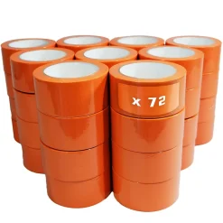 Lot de 72 Rubans adhésifs PVC orange bâtiment 75 mm x 33 m - Rouleau adhésif TECPLAST