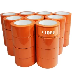 Lot de 1080 Rubans adhésifs PVC orange bâtiment 50 mm x 33 m - Rouleau adhésif TECPLAST