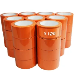 Lot de 120 Rubans adhésifs PVC orange bâtiment 75 mm x 33 m - Rouleau adhésif TECPLAST