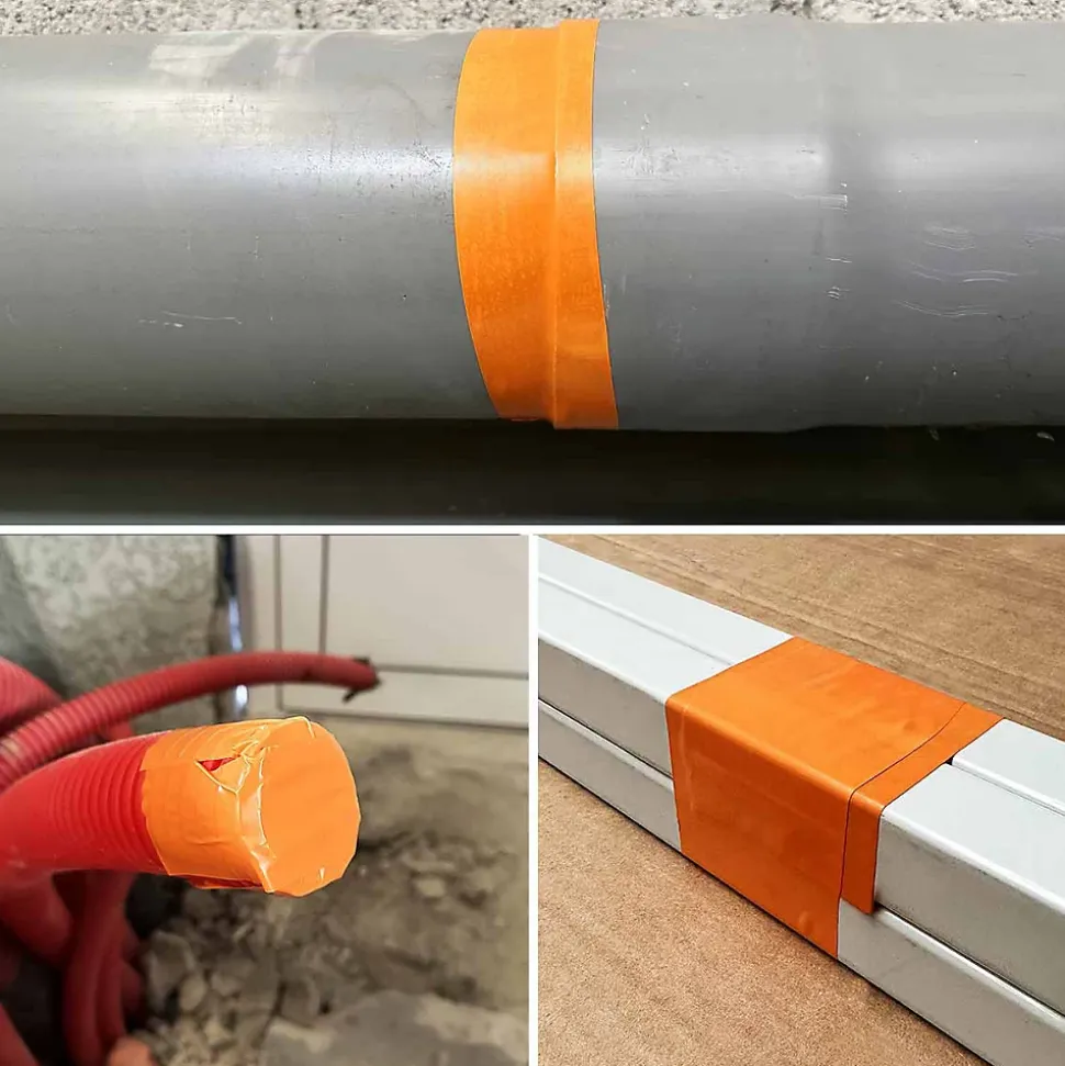 Lot de 120 Rubans adhésifs PVC orange bâtiment 75 mm x 33 m - Rouleau adhésif TECPLAST