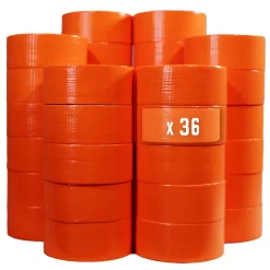 Lot de 36 Rubans adhésifs toilés orange 50 mm x 33 m - Rouleau adhésif TECPLAST pour fixer les bâches, fils et câbles