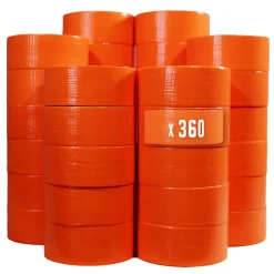 Lot de 360 Rubans adhésifs toilés orange 50 mm x 33 m - Rouleau adhésif TECPLAST pour fixer les bâches, fils et câbles