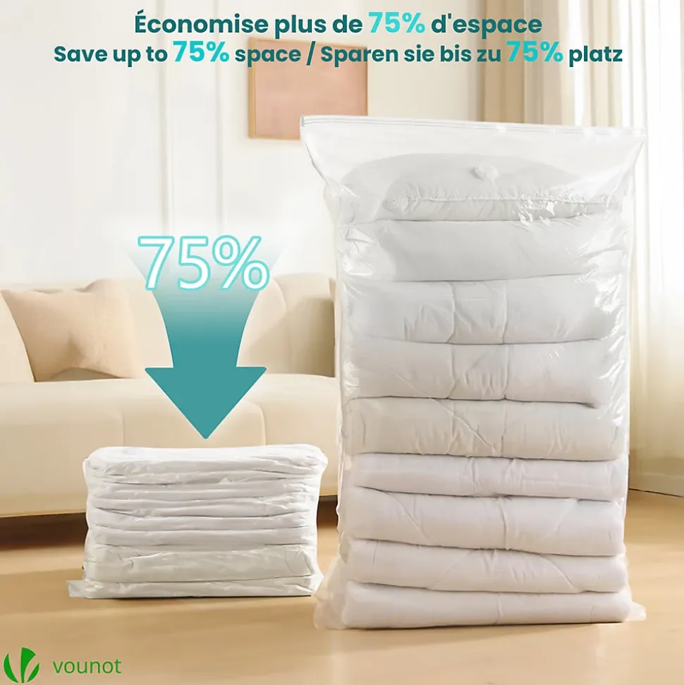 Lot de 7 sac de rangement sous vide Non Tisse XXL gris VOUNOT