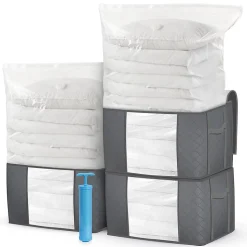 Lot de 7 sac de rangement sous vide Non Tisse XXL gris VOUNOT