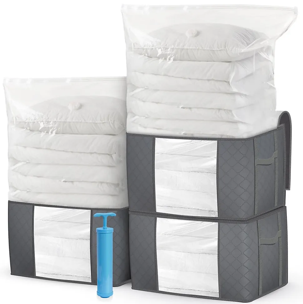 Lot de 7 sac de rangement sous vide Non Tisse XXL gris VOUNOT