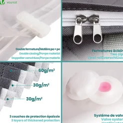 Lot de 9 sac de rangement sous vide Non Tisse XXL gris VOUNOT