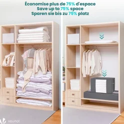 Lot de 9 sac de rangement sous vide Non Tisse XXL gris VOUNOT
