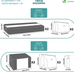 Lot de 9 sac de rangement sous vide Non Tisse XXL gris VOUNOT