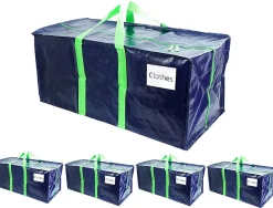 Lot de 5 sacs de demenagement grand format avec sangles et poignee bleu VOUNOT