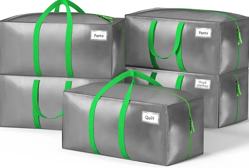 Lot de 5 sacs de demenagement grand format avec sangles et poignee gris VOUNOT
